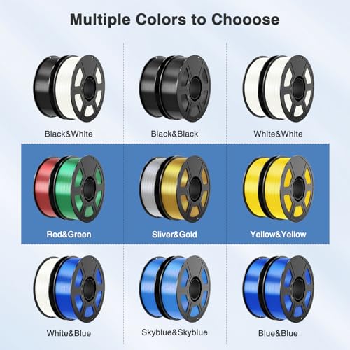 Image of Black White Silk PLA Filament Bundle | 2-Pack(1KG per Spool, Total 2KG), 1.75mm 3D Printer Filament Bundle, Dimensional Accuracy + /- 0.03 mm, Fit FDM 3D Printers & 3D Pens