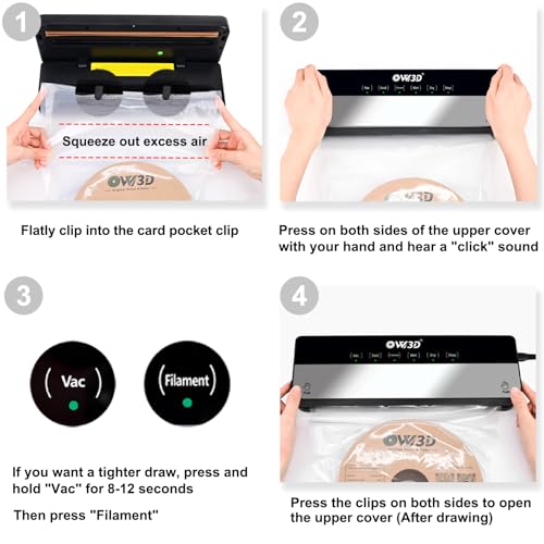 Image of 3D Filament Vacuum Sealer for Filament Storage Bags, Auto Completely Sealed, No air Leakage, 3D Printer Filament Storage Bags 30Pcs Vacuum Sealed Kit with 30 Desiccants