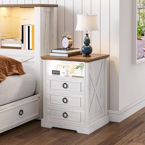 Dystler Nightstand with Charging Station & 3 Drawers for Bedroom - image 7