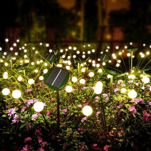 AOSEA Solar Firefly Lights (9+6 LEDs) - Waterproof Outdoor Solar Lights for Garden, Patio, Pathway - Wind Swaying Fairy Lights with 500mAh -Unique Gifts for Women/Mom/Grandma (1 Pack)