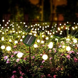 AOSEA Solar Lights Outdoor Waterproof, Solar Pathway Lights Fairy Lights Sway by Wind for Outside, Firefly Lights for Patio Pathway Outdoor Garden Yard Walkway Sidewalk
