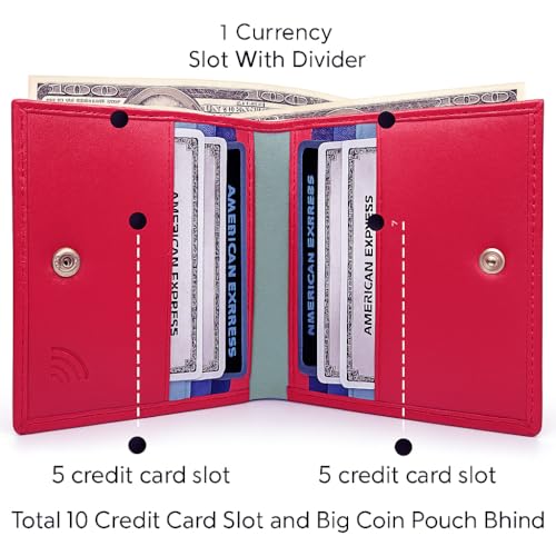 Leather Women’s Wallet Small Pink Slim Wallet with Multiple Card Slots Coin Pocket RFID Blocking Ideal Gift for Ladies Wallet for Women2