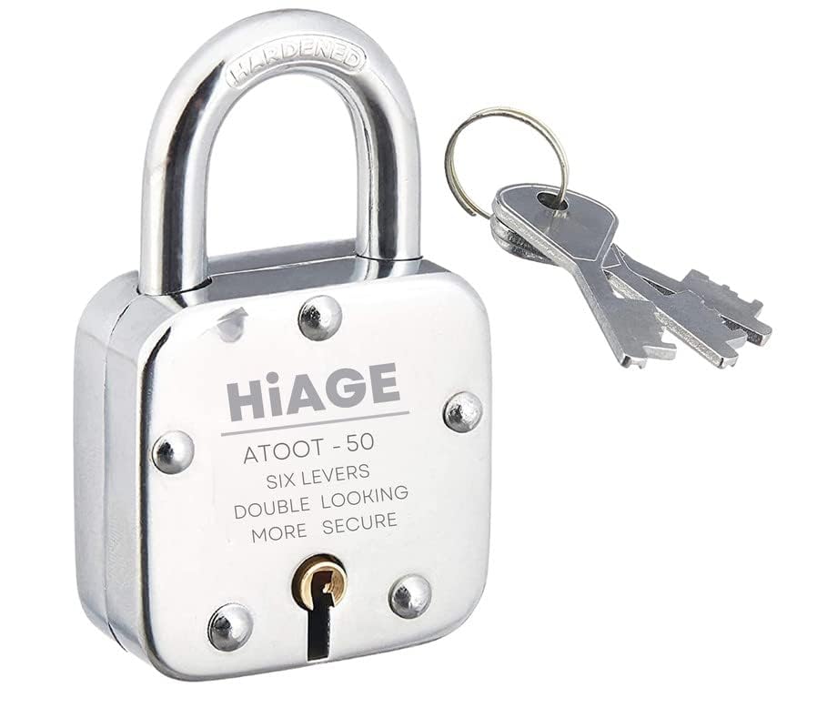 Image of Smart Shophar Heavy Duty Metal Fitting Brass and Steel Hiage Atoot Padlock 45 MM Silver, with Keys /Multipurpose Hardened Shackle Padlock for Door, Gate, Shutter and Home