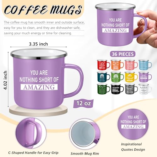 Set 36 piezas mugs de esmalte 12oz con mensaje motivacional miniatura 2