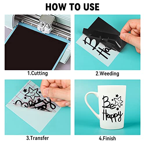 Lya Vinyl Black Permanent Vinyl For Cricut - 12" X 8 Ft Black Adhesive Vinyl Roll For Cricut, Silhouette, Cameo Cutters, Signs, Scrapbooking, Craft Decal (Glossy Black) #TOP1