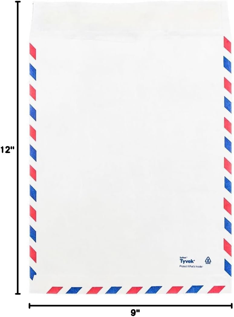 JAM PAPER Tyvek Tear-Proof Open End Catalog Envelopes - 9 x 12 - White Airmail - 25/Pack