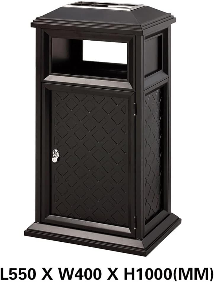 Trash Can Outdoor Garbage Can Outdoor Trash Can Cast Aluminum Long Cylindrical Trash Can with Ashtray Suitable for Office Area Hotel Shopping Malls Patio Tras(B)