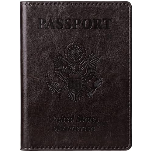 Image of TIGARI Passport Holder for Travel Women Men, Valentines Day Gifts PU Leather Wallet Cover Case Sleeve, Waterproof Protected Document Organizer, Vacation Plane Cruise Travel Essentials