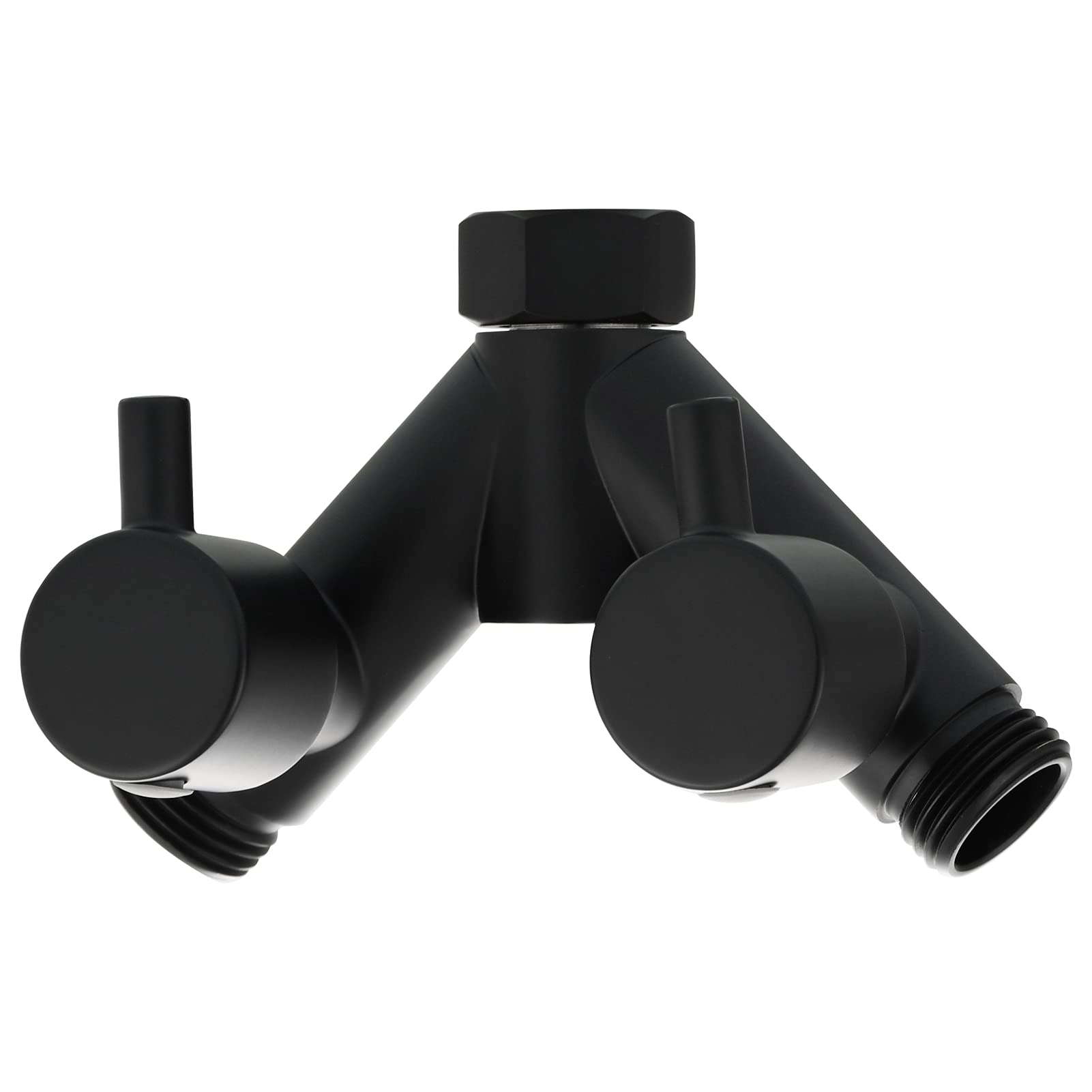 Tecmolog Black Shower Head Diverter with Shut Off Switch Brass G 1/2 Hose Y Splitter for Shower Arm, DSF014AB