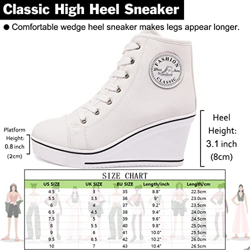 Mei MACLEOD Women's Canvas Shoes High Heel Wedge Sneakers High Top Sneakers Casual Lace Up Shoes for Teen Girls College Student3