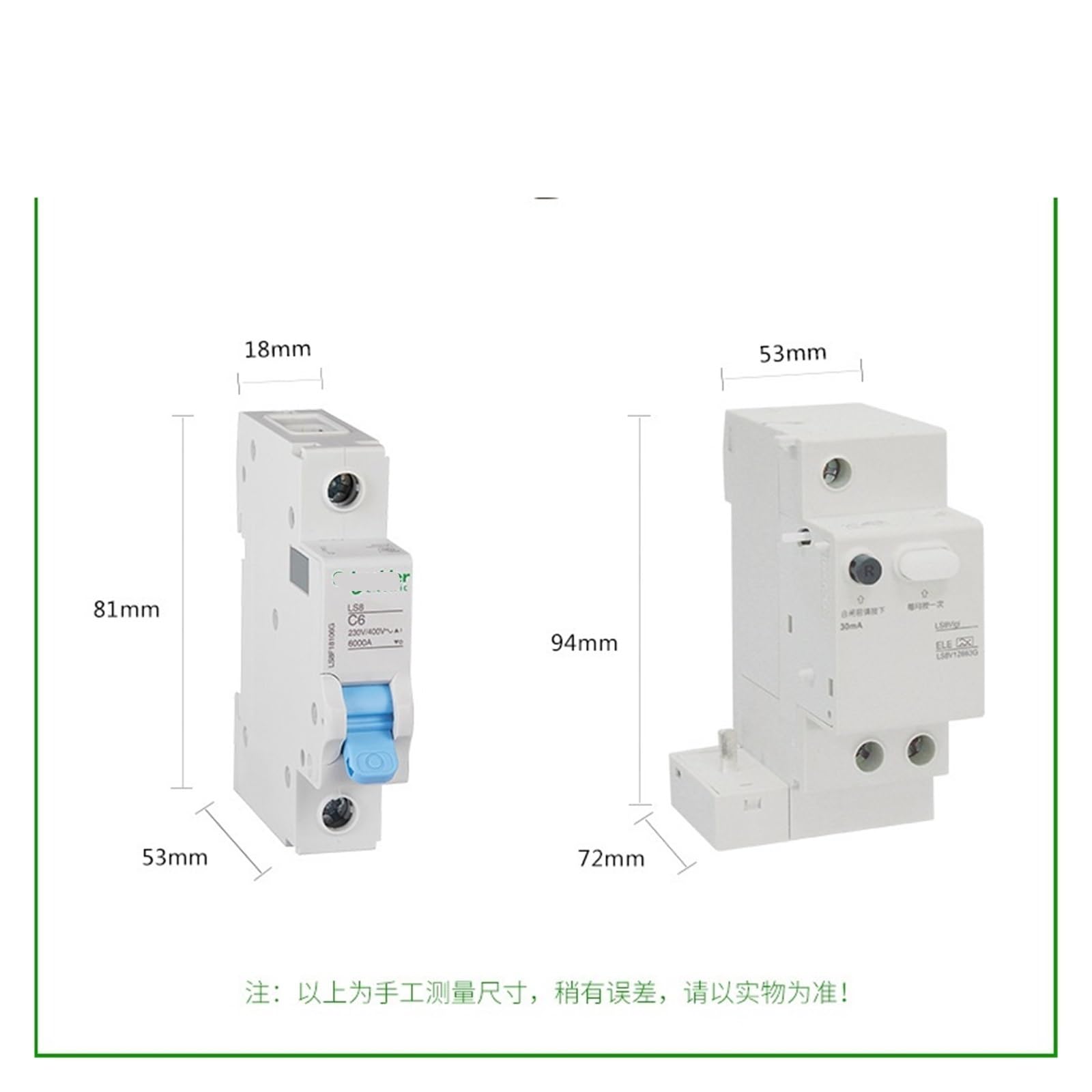 interruttore automatico, Interruttore di protezione dalle perdite serie LS8 10~63A 1P/2P/3P/4P 30mA(25A,2P)