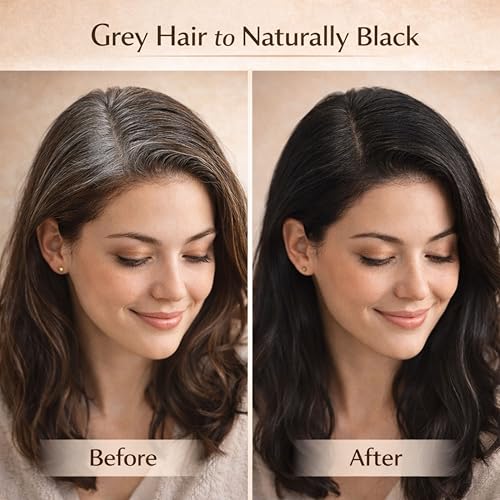 Image of Natural Black Henna Hair Colour, PPD-Free & Ammonia-Free Dye with Indigo for 100% Grey Coverage, Herbal Hair Color 55g