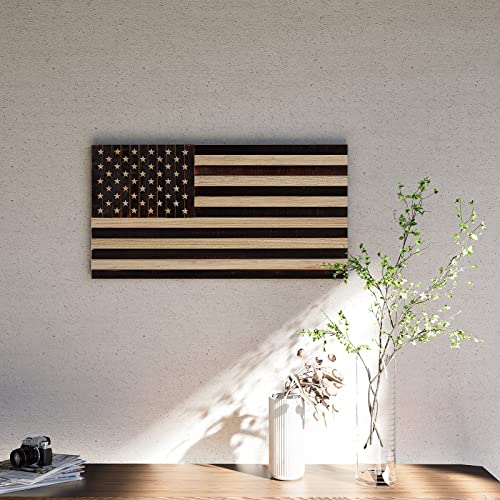 CONSDAN Wooden American Flag Wall Art, Rustic USA...