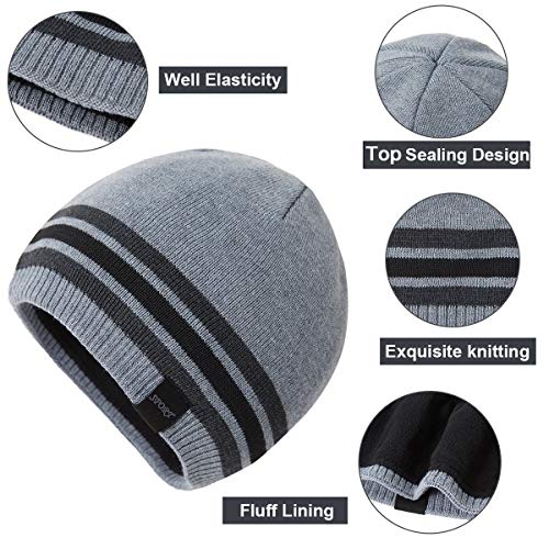 OMECHY Mens Winter Warm Knitting Hats Plain Skull Beanie Cuff Toboggan Knit Cap