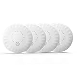 SkyTag Plus Bluetooth Tracker 4-Pack for Apple Find My, Ultra-Slim iOS Locator Tags with 100dB Alert, IP65 Waterproof, Replaceable Battery, Wallet Key Luggage Finder – White