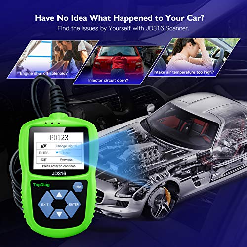 JD316 Support Mode 6 OBD2 Scanner Automotive Car Engine Fault Code Reader CAN Diagnostic Scan Tool with Battery Condition Test(Green) - Thumbnail 7