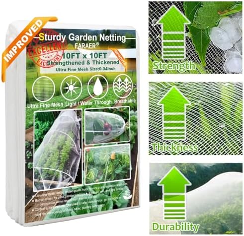 Strawberry Plant Spacing Raised Bed - What You Need to Know for Success 6 Garden Pest Barrier Netting, Insect Barrier Thickened Mesh Net Plant Covers 10x10Ft Ultra Fine Protection Netting for Vegetable Fruits Crops Row Cover Strawberry Raised Bed Bugs Out Screen Net