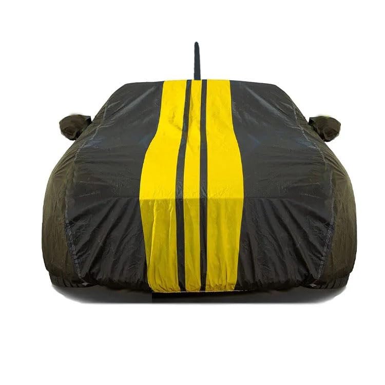 Image of PROTEGO All Weather Protection Car Cover for Maruti Suzuki Swift 2011-2014|100% Waterproof,Durable Cover-Triple Stitched Elastic Grip with Mirror & Antenna Pocket|(Spyro Legend,Black & Yellow)