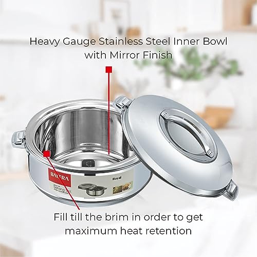 Image of BALTRA Royal Casserole Stainless Steel Hot Case /Box /chapati Stainless Steel Roti Case 5000ml