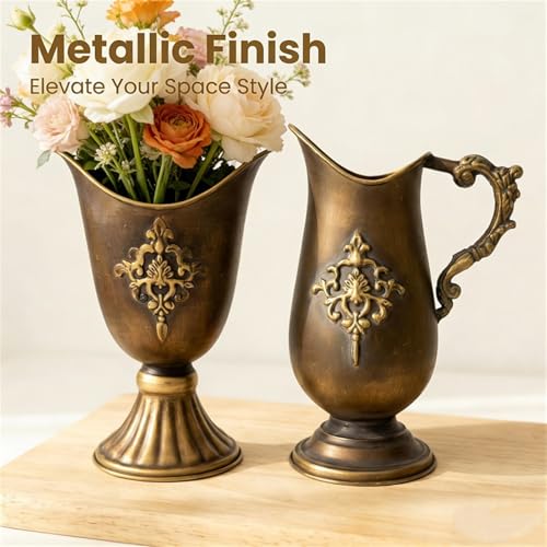 Jarrones de metal de bronce para transformar tu salón con arreglos florales únicos 3