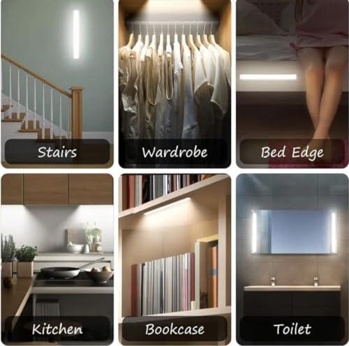 Image of JENSI 8W LED Under Cabinet Light 2 feet | Slim Aluminium Plug-in LED Counter Light, Warm White Bright Lighting for Kitchen, Wardrobe, Closet, Shelf & Study Table | Pack of 4