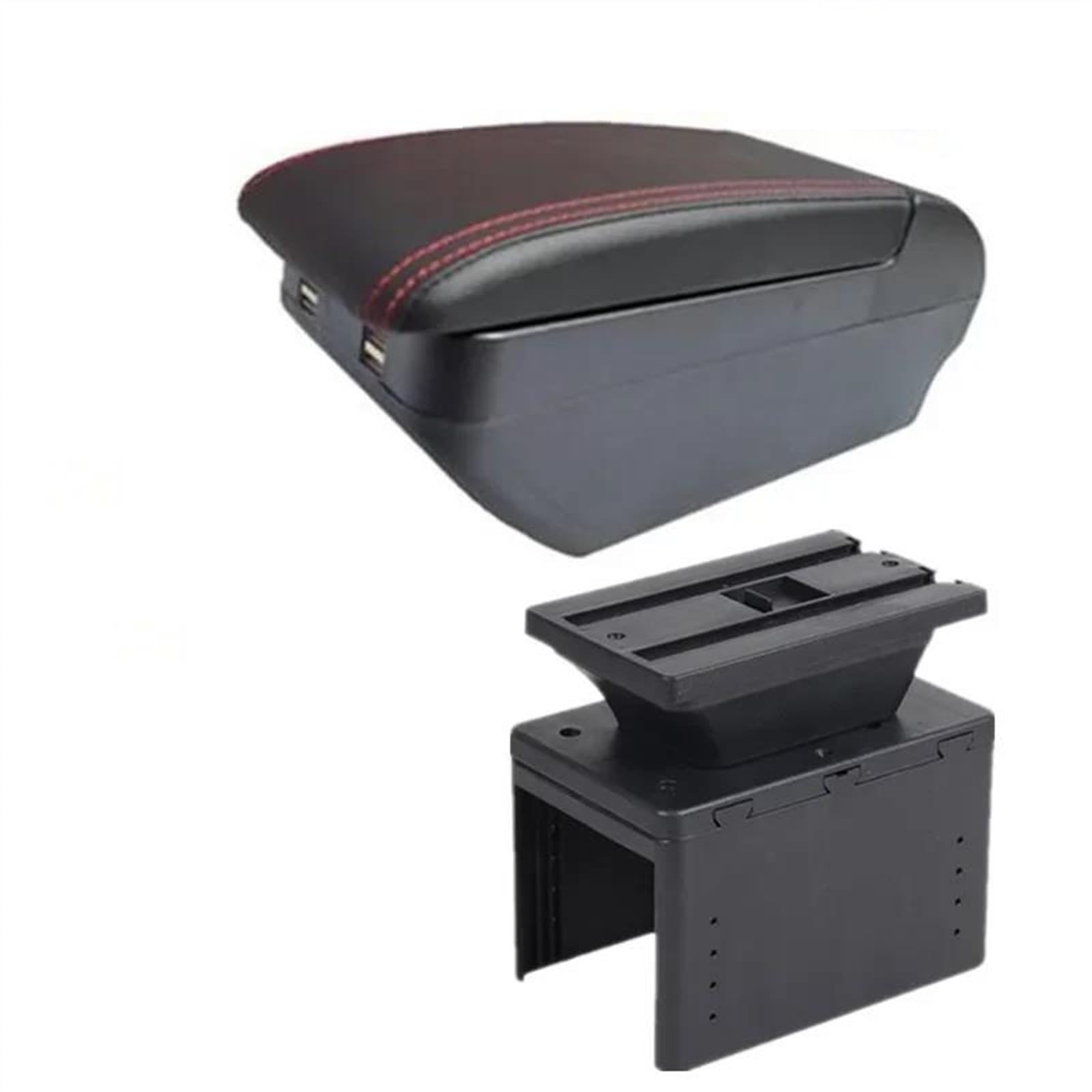 NOHEEU Center Console Armrest Storage Box Car Interior Parts Modification Accessories For I20 2021 2022 2023(H red line)