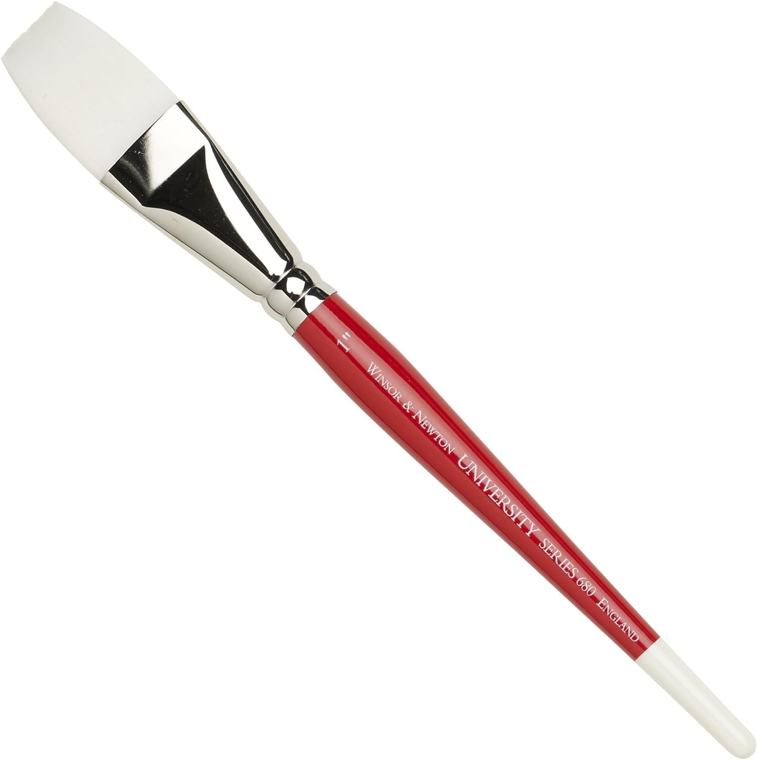 Winsor & Newton University Serie 680 fırça kısa saplı, sentetik, beyaz, kırmızı, 1 inç