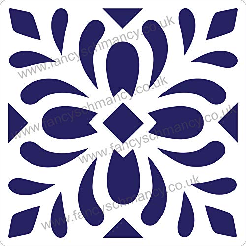 Mediterranean No.6 Tile Crafting Stencil Washable Reusable Mylar (10cm)