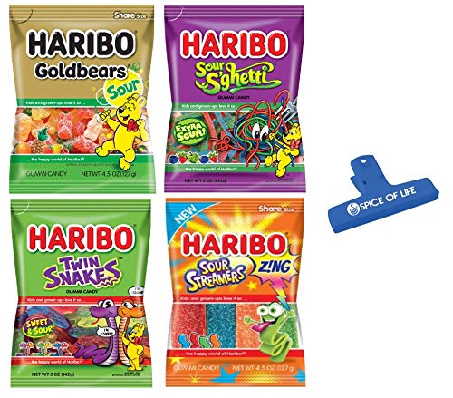 Haribo Gummy, Sour Gummies Variety Pack, Sour Gold Bears, Sour Sghetti, Twin Snakes