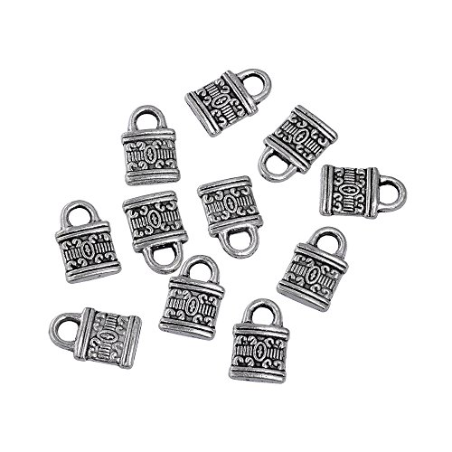 RUBYCARUBYCA 90PCS Charm Pendant Chinese Lock Tibetan Metal Beads Silver Color Jewelry Making Bracelet DIY