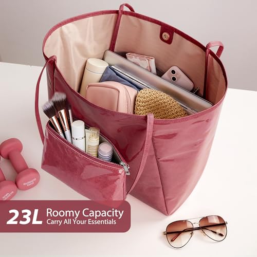 Image of KALIDI PVC Tote Women Weekender Bag Large Shopper Handbag Oversize Shoulder Travel Purse