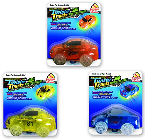 Mindscope Twister Trax Light-up LED 360 Sport Car Series (3 Vehicles in Giftable Retail Boxes) Compatible with All Twister & Neo Tracks