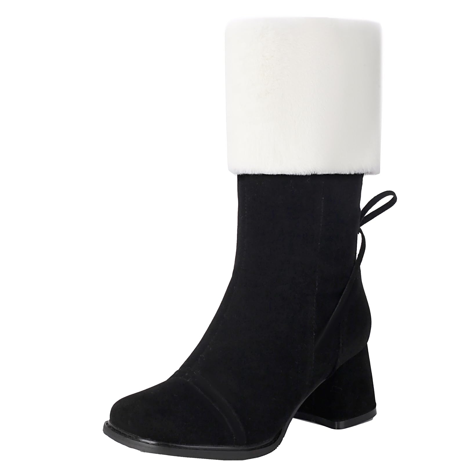 Womens Elegant Winter Zipper Ankle Boots Warm Soft Lining Block Heel Booties for Daily Wear