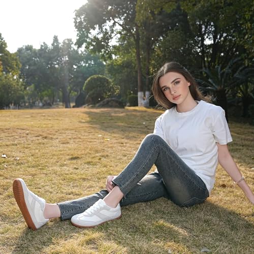 HSQ Womens Barefoot Shoes Fashion Lightweight Wide Toe Minimalist Zero Drop Sneakers Breathable Casual Walking Running Gym Shoes White Grey 10.52