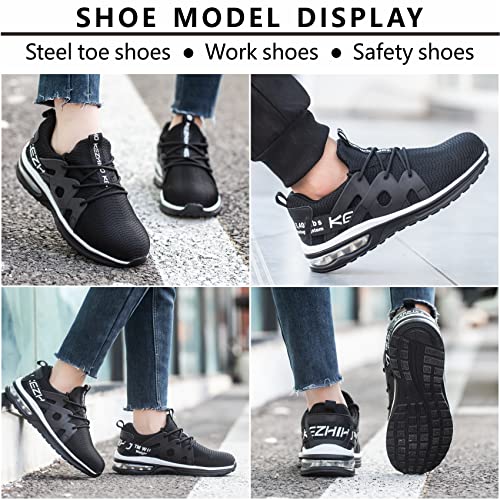 Image of Kezhiho Steel Toe Shoes for Women Air Cushion Lightweight Work Shoes Comfortable Breathable Puncture Proof Slip Resistant Sneakers Indestructible Construction Industrial Safety Shoes