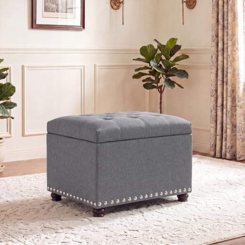 Image of Joveco 24 inch Ottoman with Storage,Fabric Tufted Storage Ottoman with Legs