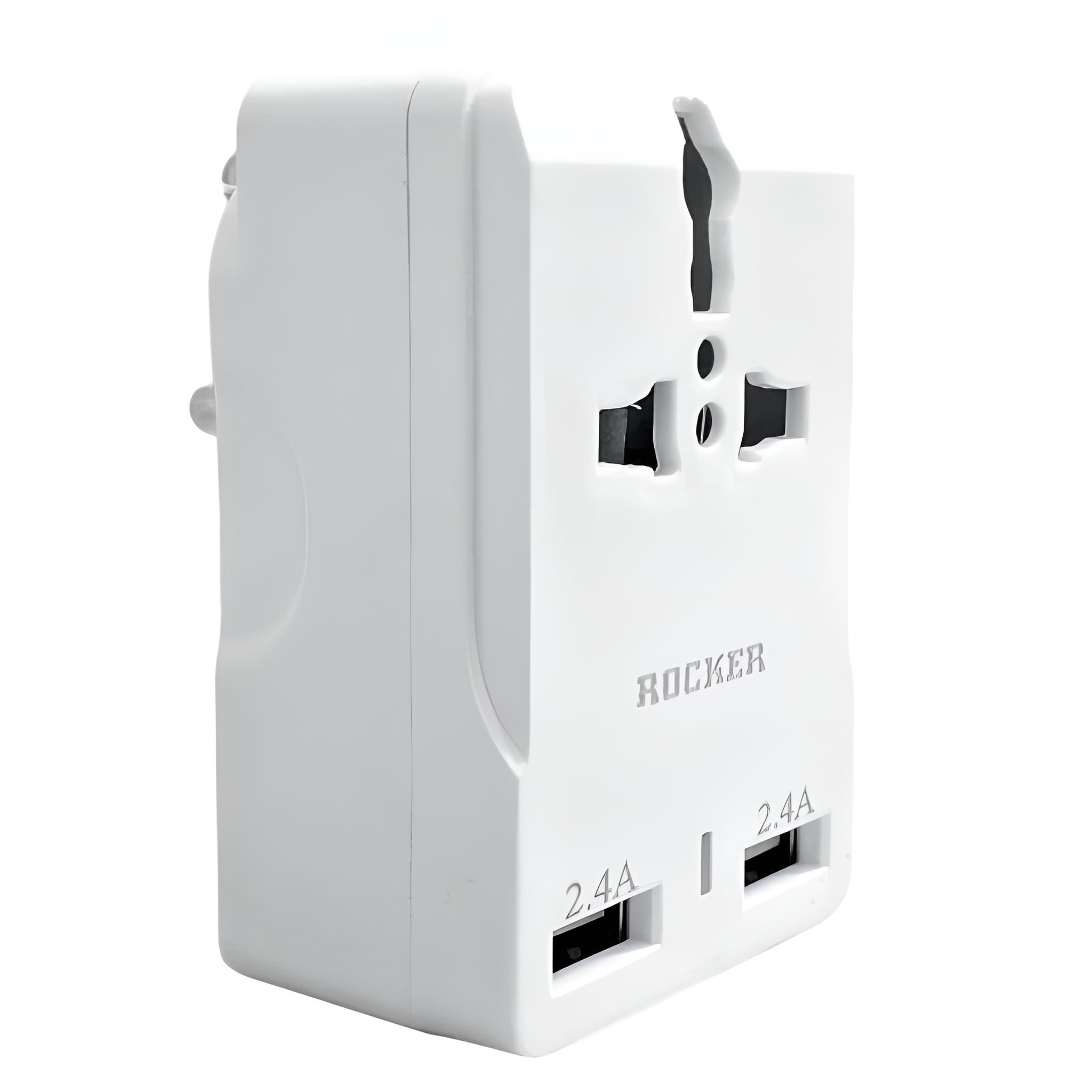 ELEGANT CASA 6 AMP Socket Universal Travel Adapter, Travel Adapter and Wall Charger with USB Port with Power Output USB 2.4A,100-250 Voltage Travel Charger (White)