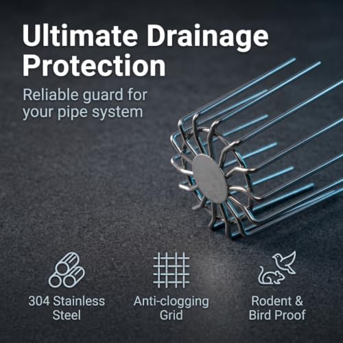 Image of HASTHIP Drain Pipe Stopper Stainless Steel Gutter Guard for Outdoor Use