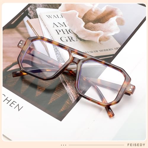 Image of FEISEDY Blue Light Blocking Glasses, Aviator Frame Computer Reading /Gaming /TV /Phones Glasses for Women Men B0165