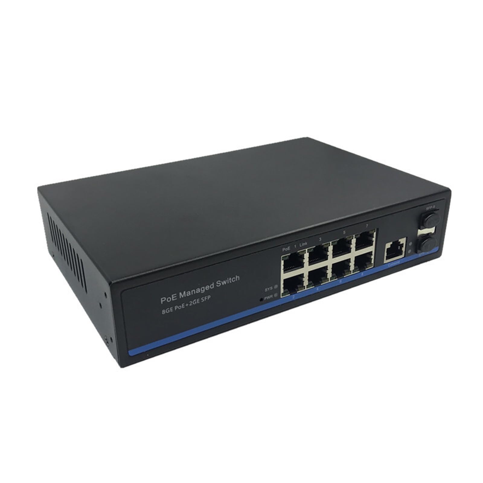 Commutateur Ethernet PoE 8 ports 10/100/1000 Mbps avec 2 emplacements SFP Gigabit Gestion VLAN Commutateur PoE (8 ports sans PoE)