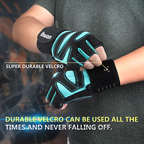 image for ihuan Ventilated Weight Lifting Gym Workout Gloves with Wrist Wrap Sup