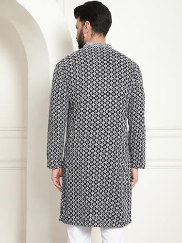 Image of SOJANYA Men's Cotton Regular Fit Casual (Since 1958 Contrast Embroidered Sequinned Long Kurta