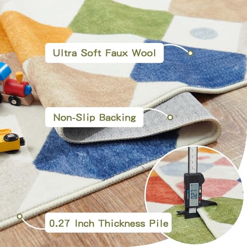 Jinchan JCRGMARCEL-2X3-C4 Area Rug 2X3 Kids Rug Entryway Washable Rug Indoor Doormat Colorful Trellis Small Rug Non Slip Modern Rug Diamond Carpet Soft Rug thumb #3