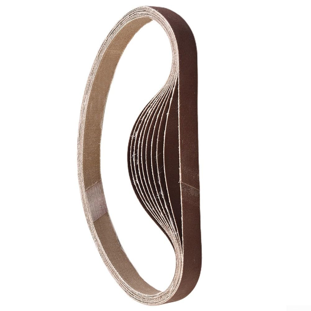 Juego de bandas de lija de óxido de aluminio de 15 x 452 mm, grano 60-600, para amoladora duradera para pulido de madera, metal, plástico, vidrio y piedra (600)