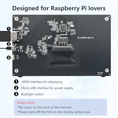 Image of HAMTYSAN Raspberry Pi Screen 7 inch Small HDMI Monitor 800x480 LCD Display Screen, Plug & Play for Rspberry Pi 5 /4 /3 Win11 /10 /8 /7 (Non-Touch)