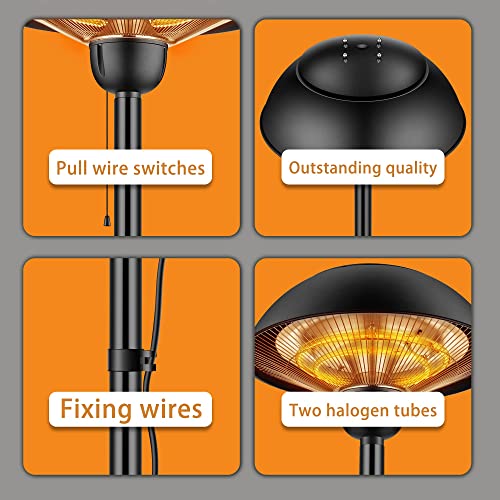 DONYER POWER Elektrischer Garten-/Terrassenheizer, wasserdicht, für den Innen- und Außenbereich, freistehend, 2000 W