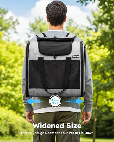 Image of Pecute Cat Backpack, Upgraded Cat Carrier Backpacks with Widened Interior Space, Pet Backpack Carrier for Small Dogs and Small to Medium Cats, Travel Pet Carrier with Soft Padded, Reinforced Support