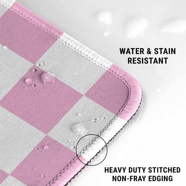 Skinit Large Gaming Mouse Pad - Pink and White Checkerboard Design with Stitched Edges, Waterproof, Non-Slip Rubber Base, Desk Mat for Keyboard & Mouse, 31.5" x 11.8" inches