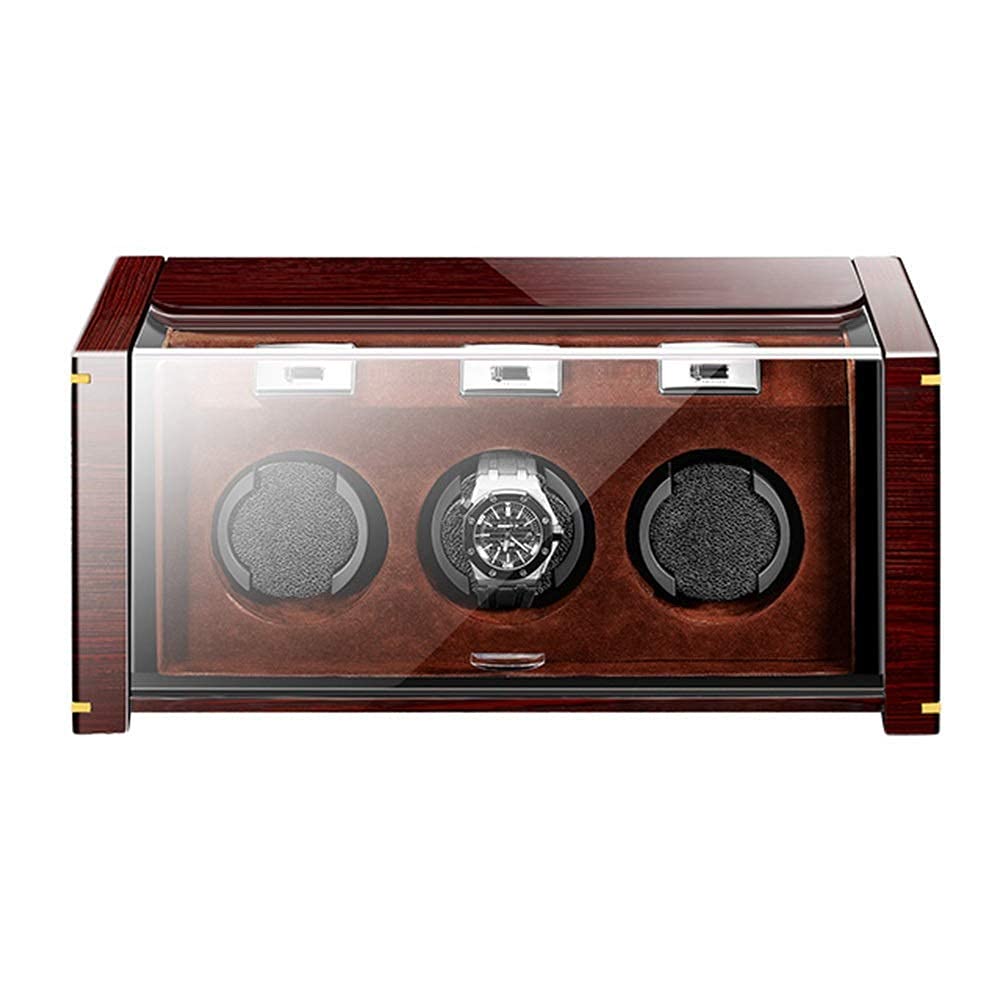 QUSYZD Watch Winders Watch Winder 3 Watch Automatic Winding Storages Box Quiet Motor Anti-Magnetization 4 Rotation Modes for Mechanical Watch Luxury Wooden Piano Paint Watch Win,