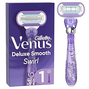 Gillette Venus Deluxe Smooth Swirl Rasierer Damen, Damenrasierer mit 1 Rasierklinge, 5 langlebige Klingen für eine besonders lang anhaltend glatte Haut, Frauen Geschenk